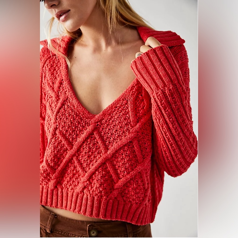 Free People, cropped, pink sweater